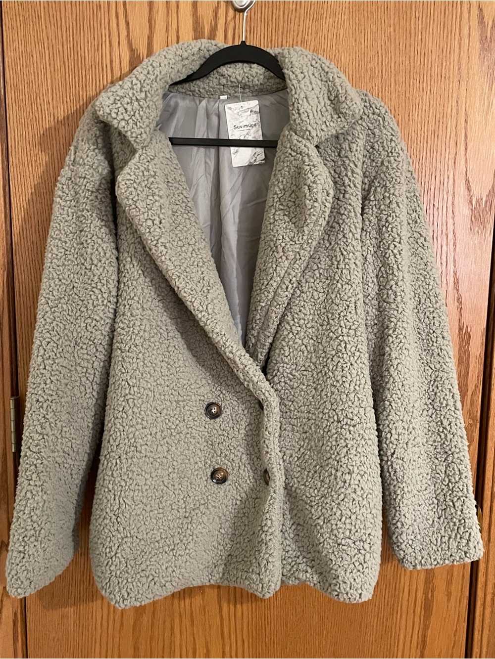 Plush Teddy Coat in Gray
